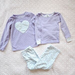 Carter's 3 Piece Pajama Set Girls 5T 5 Toddler Fleece Purple